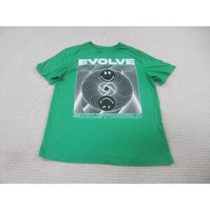 SmileyWorld Shirt Youth XXL 16/18 Green Evolve Yin Yang Smiley Graphic Crewneck
